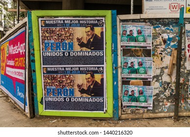 Buenos Aires, Argentina - June 30, 2019: Street Posters In Commemoration Of The General Juan Domingo Peron Death