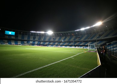 Buenos Aires, Argentina - March 11, 2020: Rcong Club Juan Domingo Peron Empty Stadium View Because Of The Coronavirus In Buenos Aires, Argentina