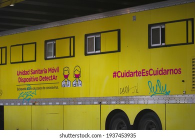 Buenos Aires, Argentina, March 15, 2021. Mobile Health Unit To Test Covid-19.