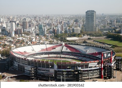 BUENOS AIRES, ARGENTINA - May 5, 2015: River Plate football team stadium also known as Antonio Vespucio Liberti stadium. The stadium is also the venue for the national football team of Argentina.