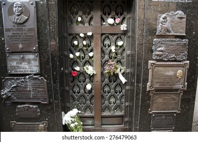 BUENOS AIRES, ARGENTINA - May 6, 2015: Tomb Of Duarte Family & Eva Peron In Recoleta Cemetary