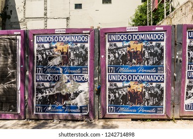 Buenos Aires, Argentina - November 18, 2018: Street Posters In Commemoration The Founding Anniversary Of The Justicialist Party, Peronism