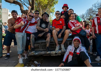 Buenos Aires, Argentina - October 6, 2013: River Plate Supporters Arriving At The Estadio Monumental Antonio Vespucio Liberti For A Soccer Game In The City Of Buenos Aires, Argentina.