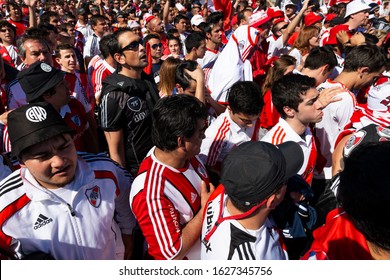 Buenos Aires, Argentina - October 6, 2013: River Plate Supporters Wait To Enter The Estadio Monumental Antonio Vespucio Liberti For A Soccer Game In The City Of Buenos Aires, Argentina.