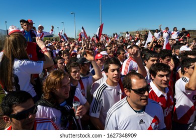 Buenos Aires, Argentina - October 6, 2013: River Plate Supporters Wait To Enter The Estadio Monumental Antonio Vespucio Liberti For A Soccer Game In The City Of Buenos Aires, Argentina.