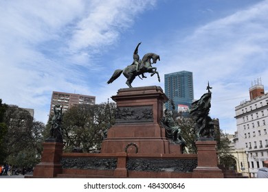 Buenos Aires Argentina - September 16 2016 -  Monumento Del Libertador Jose De San Martin At Plaza San Martin