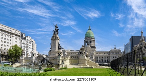 Buenos Aires, National Congress palace building in historic city center.