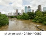 Buffalo Bayou Park Houston,  flooded after Hurricane Beryl
