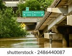 Buffalo Bayou Park Houston,  flooded after Hurricane Beryl