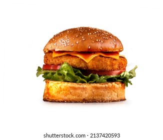 buffalo chicken burger isolated in white background
