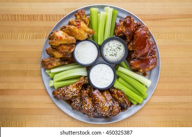 Buffalo Chicken Hot Wings With Ranch Sauce And Celery