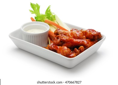 Buffalo Chicken Wings, American Food Isolated On White Background