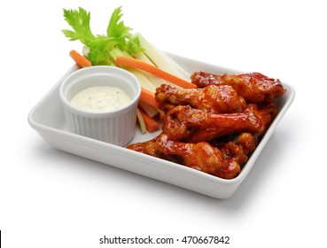 Buffalo Chicken Wings, American Food Isolated On White Background