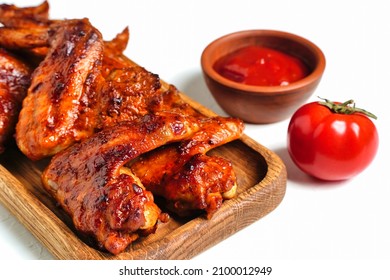 Buffalo Grilled Chicken Wing With Tomato Pepper Sauce Isolated On White Background