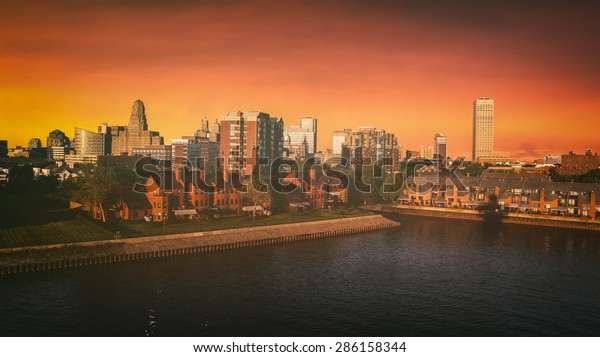 Buffalo New York Skyline Sunset Buffalo Stock (Edit Now) 286158344