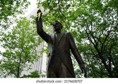 Buffalo, New York, USA - June 9, 2022: Statue Of Nikola Tesla