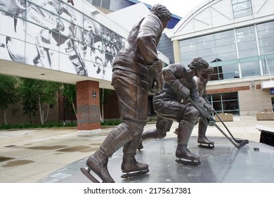 Buffalo, New York, USA - June 9, 2022: The French Connection Statue At Alumni Plaza Outside KeyBank Center