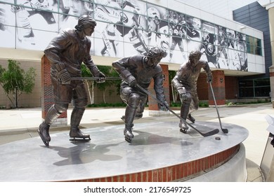 Buffalo, New York, USA - June 9, 2022: View Of The French Connection Statue At Alumni Plaza Outside The KeyBank Center