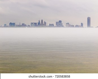 Buffalo, NY Skyline In Early Morning Fog