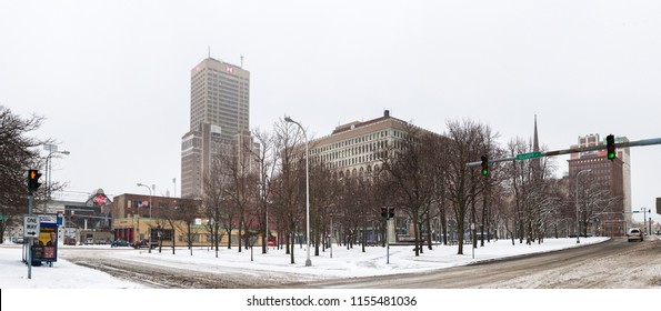 
Buffalo, NY, USA - February 11th, 2012: Fireman's Park During Winter, In Downtown Buffalo