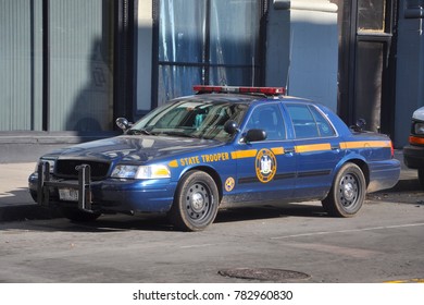 BUFFALO, NY, USA - JULY 22, 2011: New York State Trooper Ford Crown Victoria Police Car In Downtown Buffalo, New York, USA.