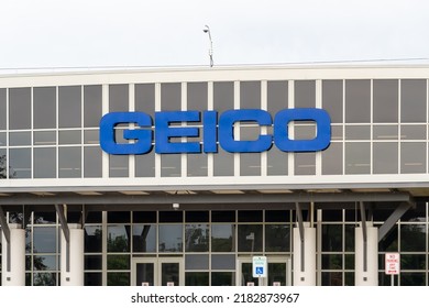 Buffalo, NY, USA - July 23, 2022: Close Up Of GEICO Sign On The Office Building In Buffalo, NY, USA. GEICO Is A Private American Auto Insurance Company.