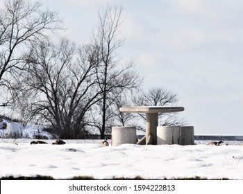 Buffalo, NY/USA - December 20, 2019: Wilkeson Pointe At Outer Harbor, Fuhrman Boulevard On Lake Erie In Winter In Downtown Buffalo