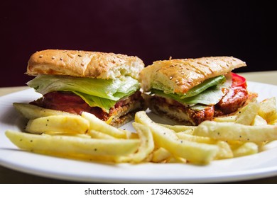 Buffalo sandwich with french fries