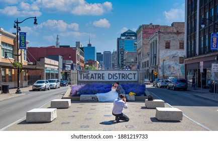 Buffalo, United States-April 14, 2020: Buffalo, NY, Famous Theater District In City Downtown