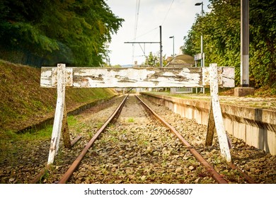 Buffer Stop At The End Of An Old Railway