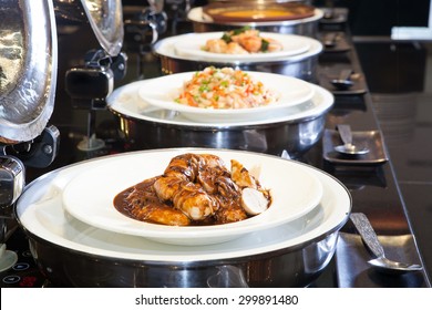 Buffet Line In The Hotel Restaurant