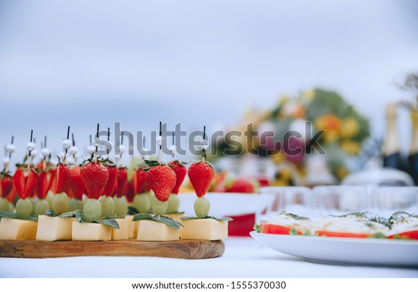 Buffet Table Appetizer Vegetables Fruits Bright Stock Photo Edit Now