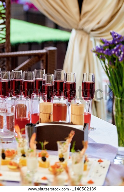 Buffet Table Champagne Wine Snacks Canape Stock Photo Edit Now