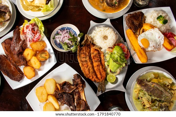 buffet of tradicional peruvian dishes