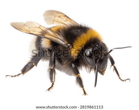 A buff-tailed bumblebee isolated on white transparent background.