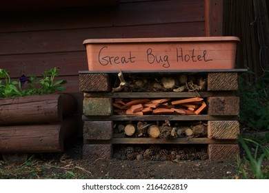 A Child’s Bug Hotel In A Back Garden