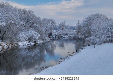 The Bug river in winter scenery.