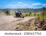 Buggy extreme riding in a sandy track. UTV, 4x4, rally