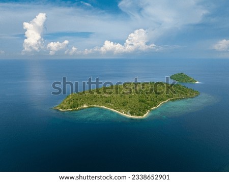 Buh-buh Beach and Simoadang Beach surrounded by corals and depp blue sea. Once Islas in Zamboanga city. Mindanao, Philippines. Travel concept.