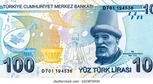 Buhurizade Mustafa Itri Efendi, Portrait From Turkish 100 Lira 2009 Banknotes. 