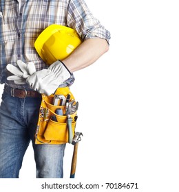 The Builder On The Isolated White Background