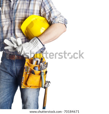 The builder on the isolated white background