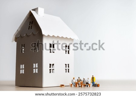 Builders having break at construction site