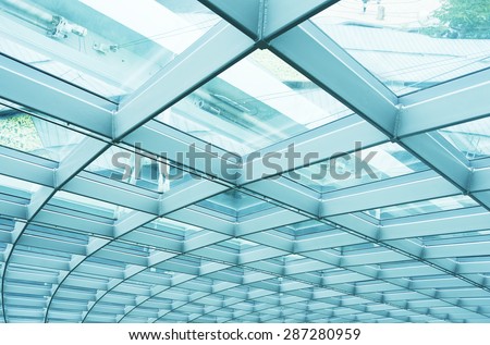 Building Abstract. Modern reinforced steel glass Wall