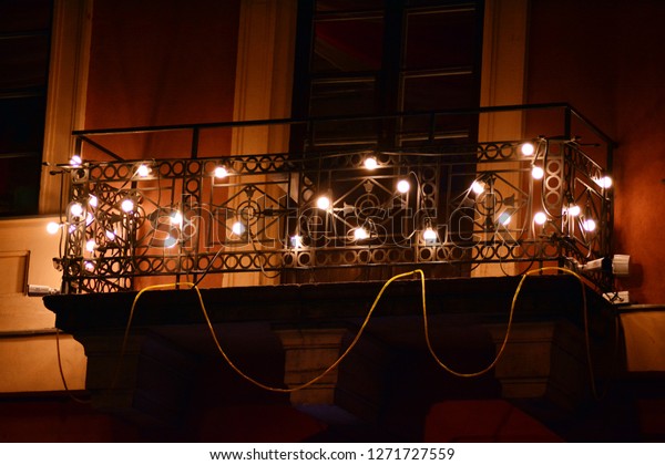 Building Balcony Decorated Christmas Lights Stock Photo Edit Now