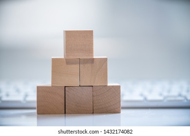 Building Blocks On Table With White Background