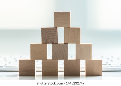 Building Blocks On Table With White Background