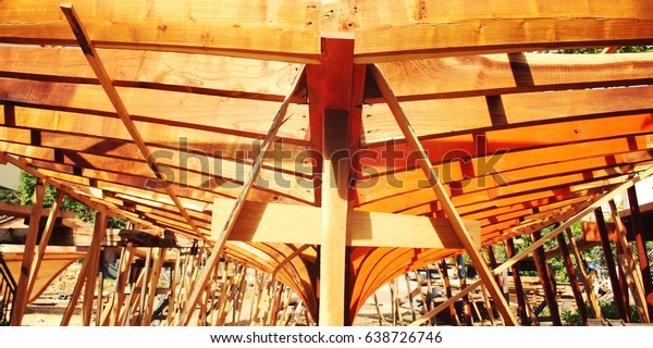 Building Boat Under Construction Toned Photo Royalty Free Stock