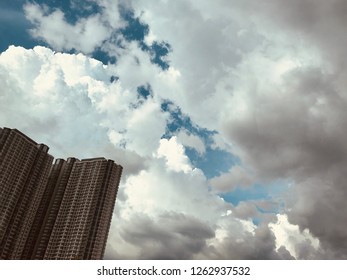 Building with clouds as background