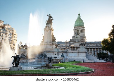 Building of Congress and the fountain in Buenos Aires, Argentina - Shutterstock ID 106835462